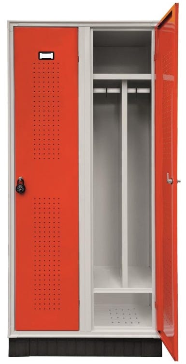 Armadio per spogliatoio con tramezza sporco/pulito a 2 vani cm. 80x50x175h