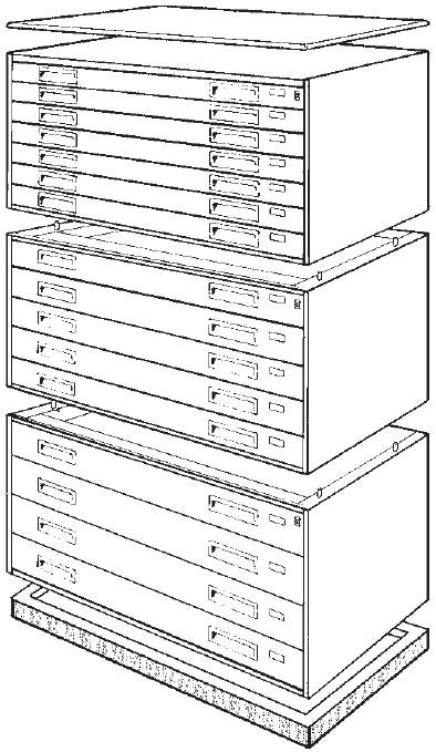 Cartella portadisegni orizzontale metallica con 10 cassetti per fogli A0 cm. 140x96,5x97h
