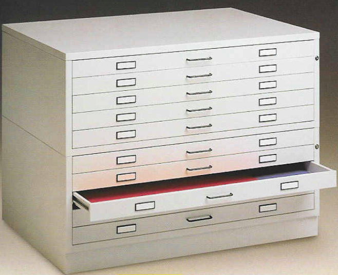 Cartella portadisegni orizzontale metallica con 10 cassetti per fogli A0 cm. 140x96,5x97h