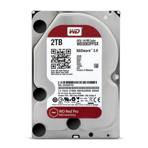 Hard Disk WD RED PRO WD2002FFSX - 2TB (2000 GB) per NAS - SATA 3 / 600 MB/sec. - 7200 RPM - Buffer 64 MB Cache - Interno