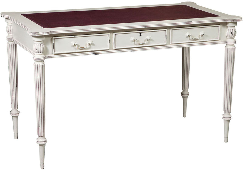 Biscottini Scrivania scrittoio in legno massello di mogano finitura bianca anticata 126x65x75 cm