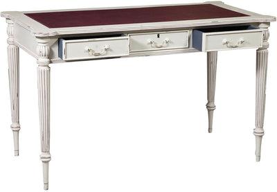 Biscottini Scrivania scrittoio in legno massello di mogano finitura bianca anticata 126x65x75 cm