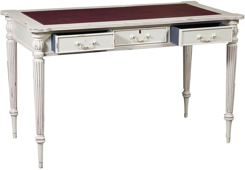 Biscottini Scrivania scrittoio in legno massello di mogano finitura bianca anticata 126x65x75 cm