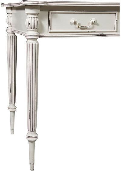 Biscottini Scrivania scrittoio in legno massello di mogano finitura bianca anticata 126x65x75 cm