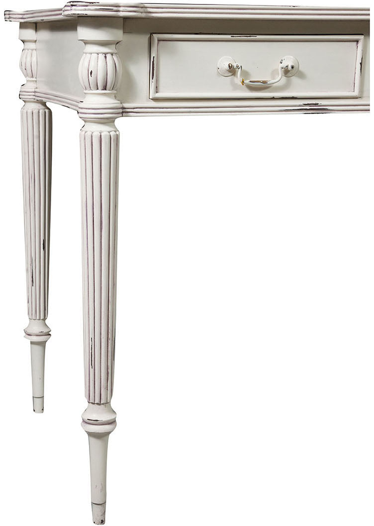 Biscottini Scrivania scrittoio in legno massello di mogano finitura bianca anticata 126x65x75 cm