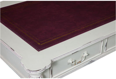 Biscottini Scrivania scrittoio in legno massello di mogano finitura bianca anticata 126x65x75 cm