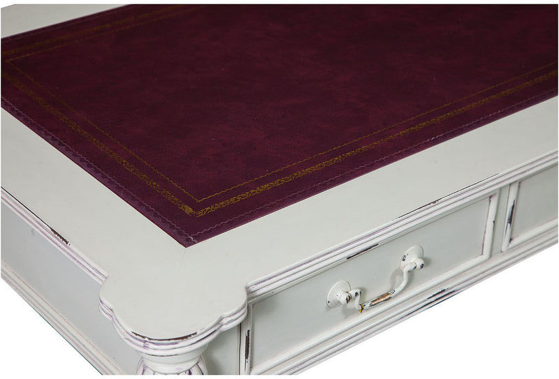 Biscottini Scrivania scrittoio in legno massello di mogano finitura bianca anticata 126x65x75 cm