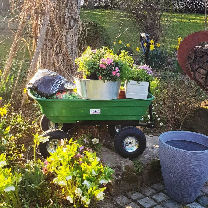 Carrello da Giardino Max. 300kg Cassone Ribaltabile Funzione Inclinazione Cariola Giardin