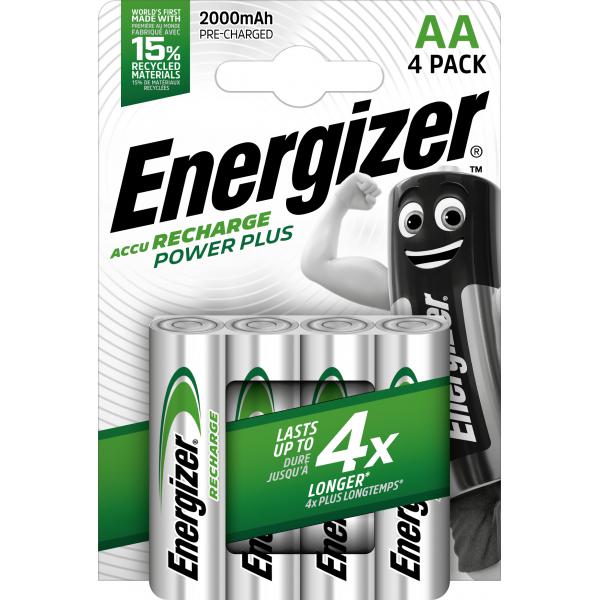 Confezione 4 batterie Ricaricabili STILO Energizer Power Plus AA - Tipo Stilo "AA" - 2000 mah