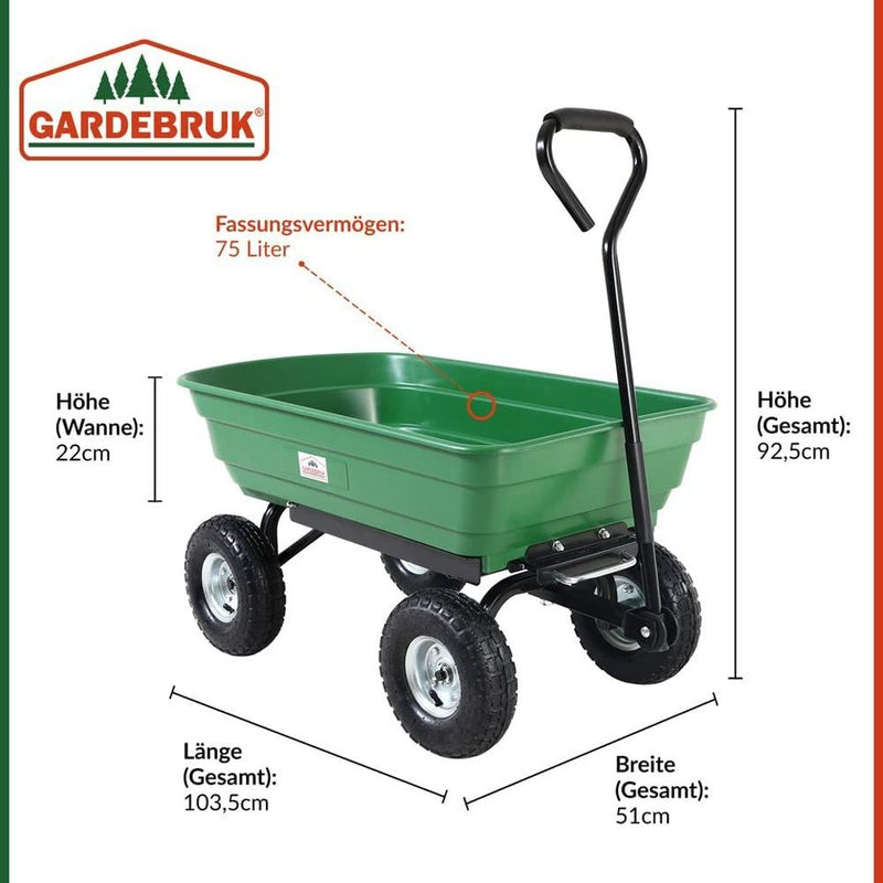 Carrello da Giardino Max. 300kg Cassone Ribaltabile Funzione Inclinazione Cariola Giardin