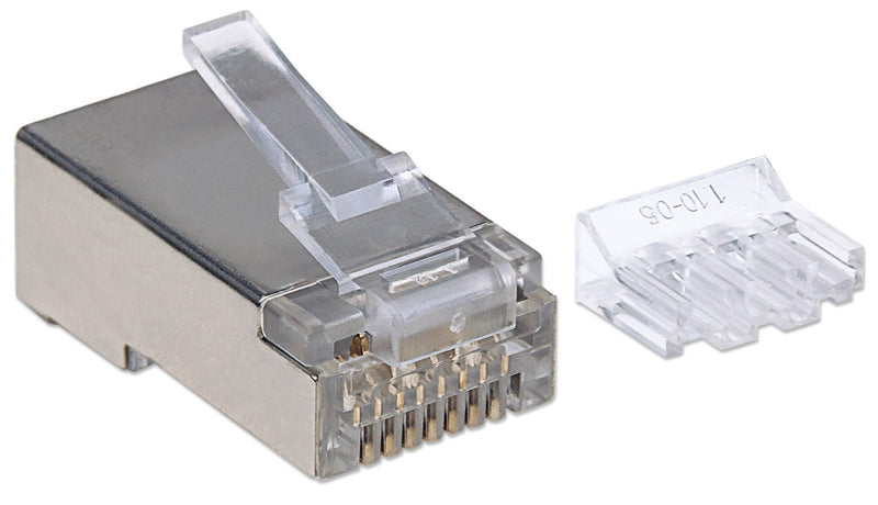 Confezione 50 Plug RJ45 STP per Cavo Rigido Flessibile Cat.6A STP