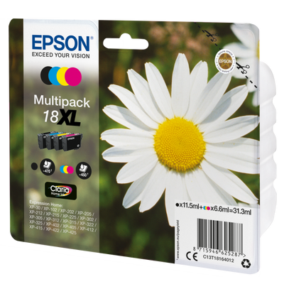 Epson 18XL - Confezione da 4 - XL - Nero, Giallo, Ciano, Magenta