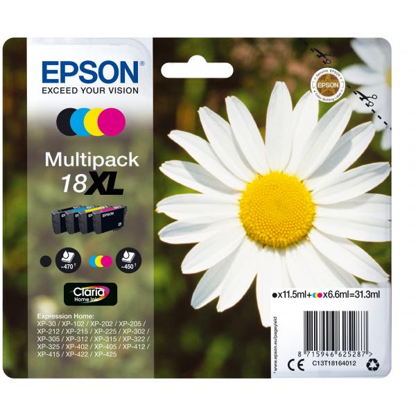 Epson 18XL - Confezione da 4 - XL - Nero, Giallo, Ciano, Magenta
