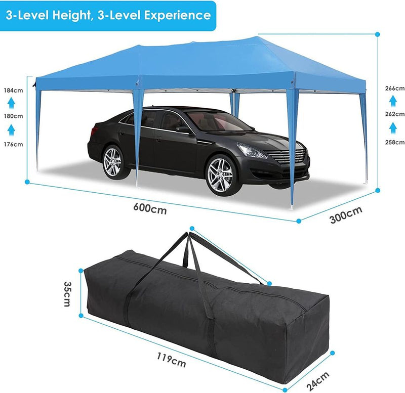 ACCONTO PERSONALIZZATO *** Gazebo da Giardino 3x6 Pieghevole Impermeabile, Gazebo con 6 Sacchi di Sabbia e 4 Pareti Latera