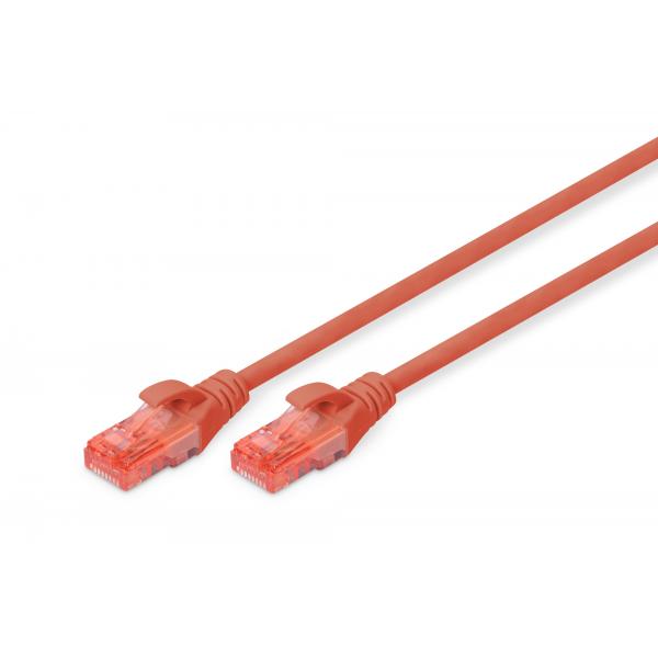 Cavo di rete UTP dritto non schermato CaT. 6E con Plug - Lunghezza 5Mt. - Rosso