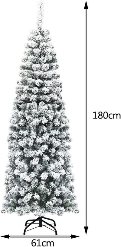 Albero di Natale Slim 135/180/225 cm, Albero di Natale Innevato con 150/250/350 Luci