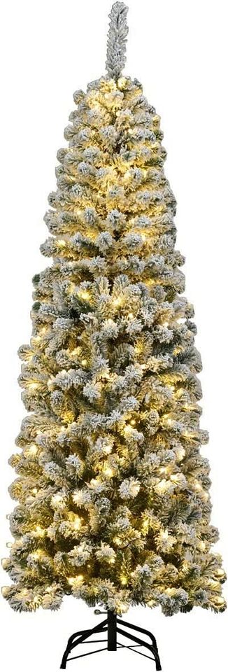 Albero di Natale Slim 135/180/225 cm, Albero di Natale Innevato con 150/250/350 Luci