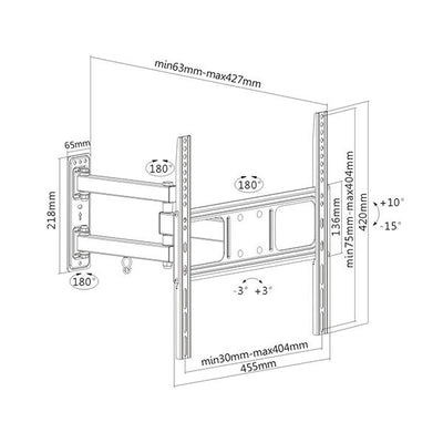 LINK STAFFA A MURO SUPPORTO TV 32-55" LED/LCD FINO A 35 KG A TRE SNODI G