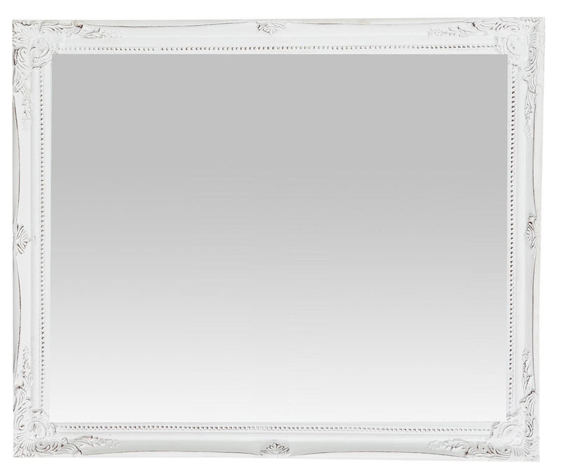 Biscottini Specchio Specchiera da parete e appendere verticale/orizzontale L47xPR4xH57 cm finitura bianco anticato.