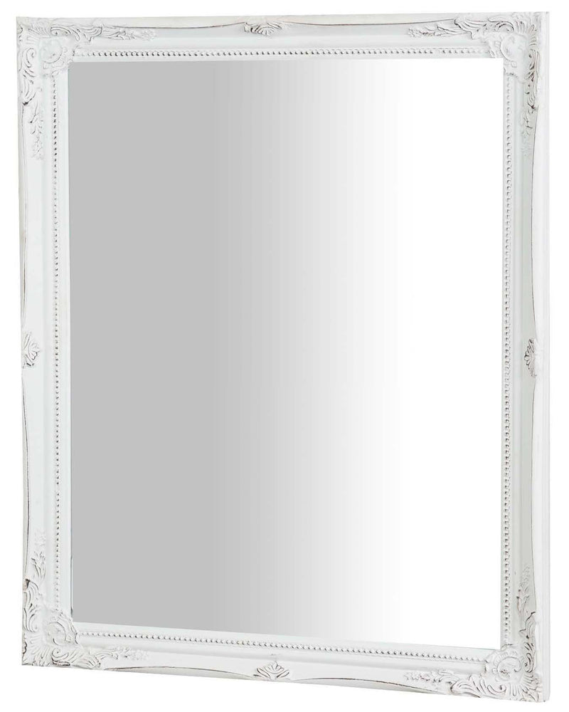 Biscottini Specchio Specchiera da parete e appendere verticale/orizzontale L47xPR4xH57 cm finitura bianco anticato.