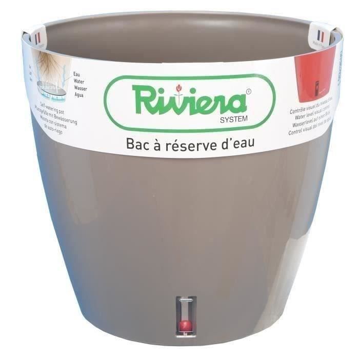 RIVIERA Eva Nuovo vaso tondo in plastica -  46 cm - 49 L - Taupe