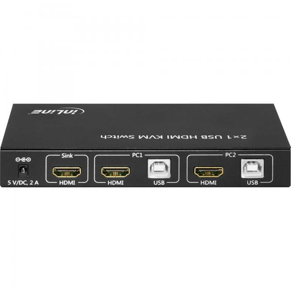 InLine KVM Desktop Switch - 2-fach - HDMI 4K2K - USB 2.0 Hub - mit Audio