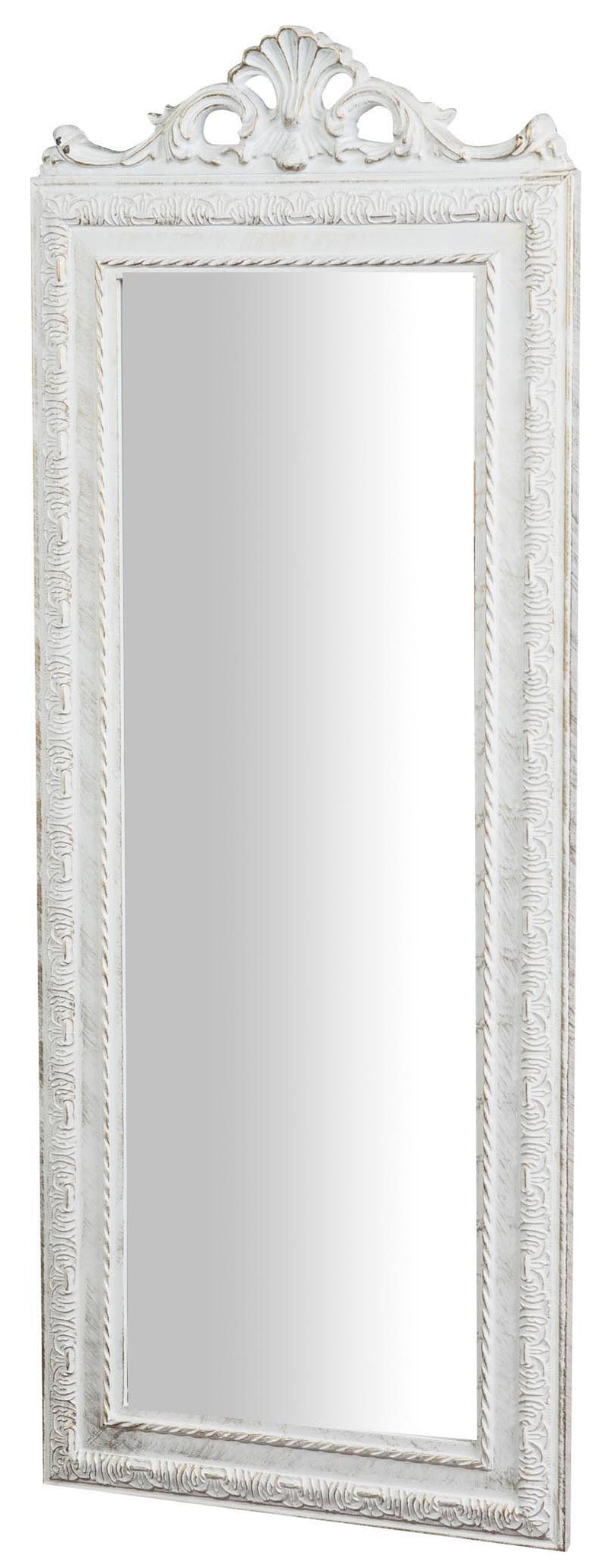 Biscottini Specchiera da appendere finitura bianco anticato Specchio parete cornice