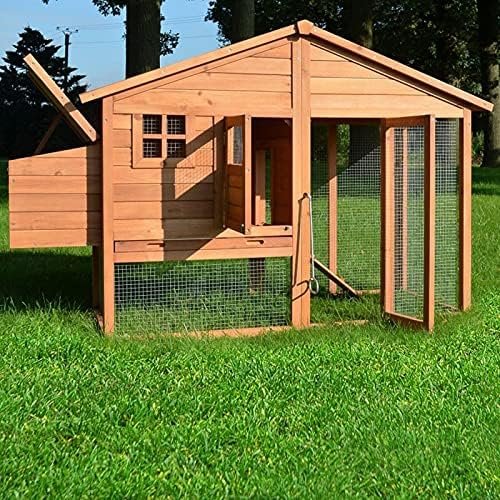 Pollaio in legno per giardino, da esterno, per 5 galline / anatre, 2 trespoli, con