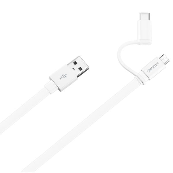 CAVO DATI 2 IN 1 MICROUSB + TYPE C WHI