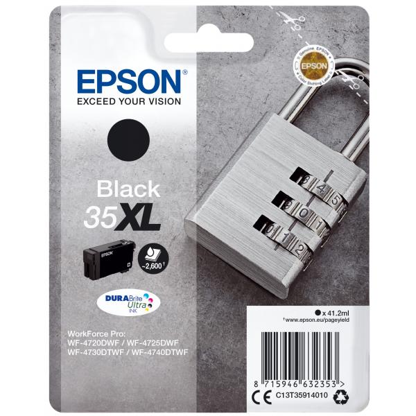 Epson Padlock Singlepack Black 35XL DURABrite Ultra Ink (EPSON 35XL BLACK INK CARTRIDGE PADLOCK 41.2ML)