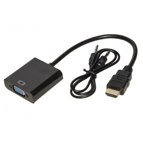 Convertitore per segnali da HDMI a VGA - Lunghezza cavo 15 cm - Per collegamento di PC notebook o altri dispositivi con porta HDMI a proiettori o monitor VGA.