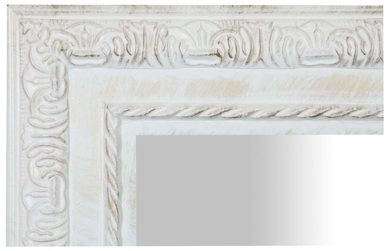 Biscottini Specchio Specchiera da parete e appendere verticale/orizzontale L35xPR4xH82 cm finitura bianco anticato.