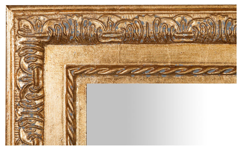 Biscottini Specchio Specchiera da parete e appendere verticale/orizzontale L35xPR4xH82 cm finitura foglia oro anticato.