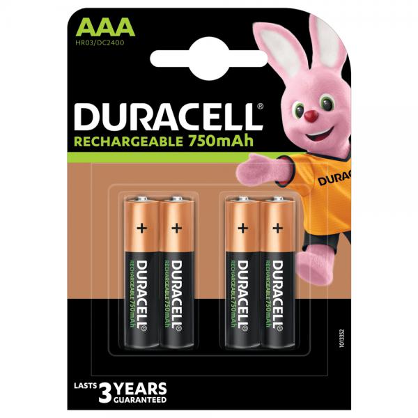 Confezione 4 batterie Ricaricabili MINISTILO DURACELL - Tipo MiniStilo "AAA" - 750 mah