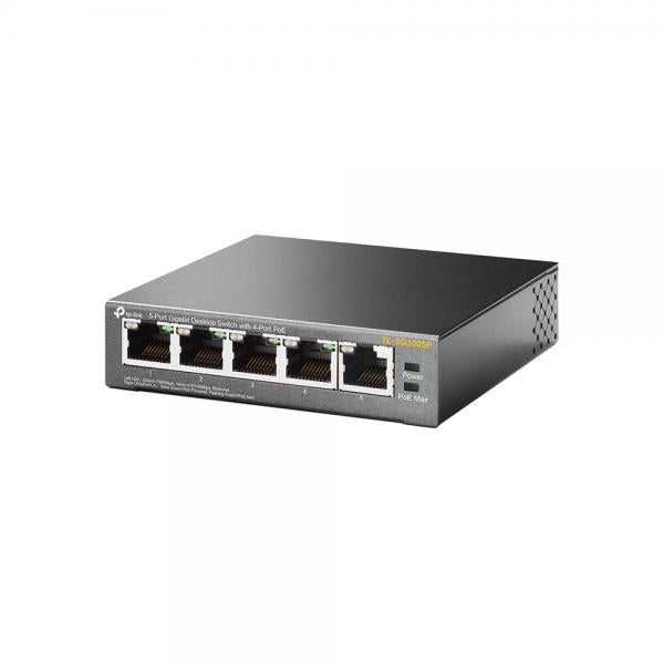 Switch di rete TpLink TL-SG1005P Desktop - Unmanaged - 10/100/1000Mbps Gigabit - 5 Porte - Auto-negoziazione - Supporto Power over Ethernet (PoE)