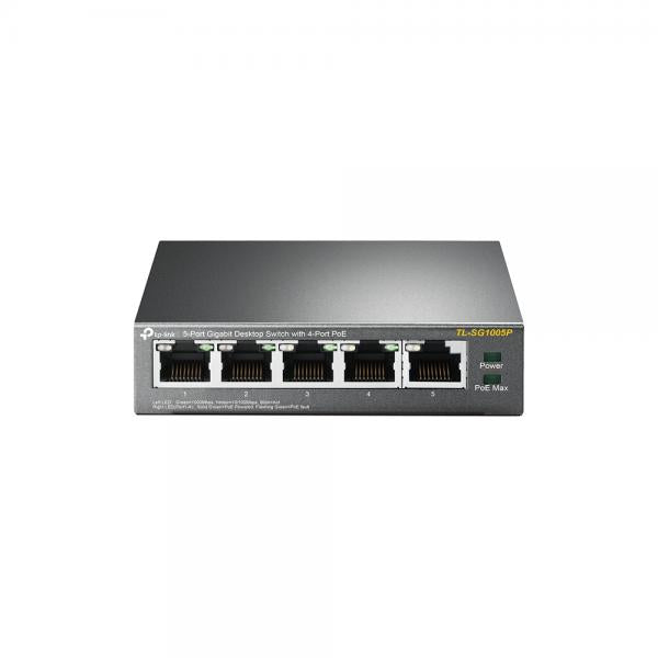Switch di rete TpLink TL-SG1005P Desktop - Unmanaged - 10/100/1000Mbps Gigabit - 5 Porte - Auto-negoziazione - Supporto Power over Ethernet (PoE)