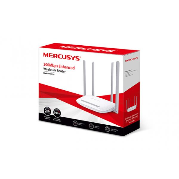 Router Wireless Mercusys MW325R - Switch 3 porte 10/100 - 300Mbps - 4 antenne 5dBi per una copertura wireless estesa - Modem ADSL NON integrato