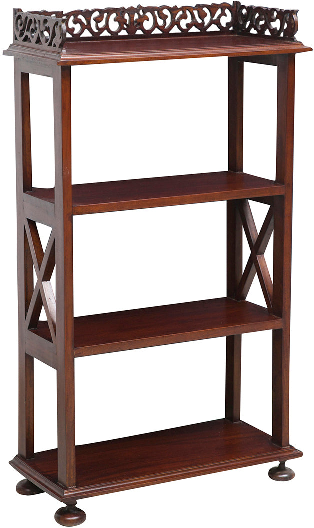 Biscottini Etagere in legno massello di mogano finitura noce 52x23x93 cm Elegante