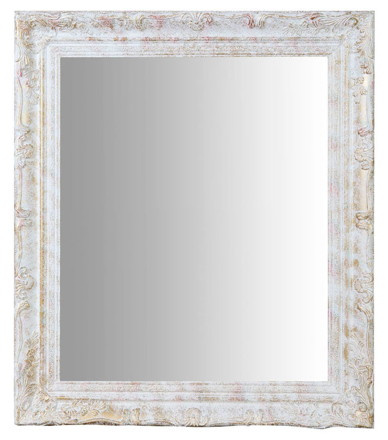 Biscottini Specchio Specchiera da parete e appendere verticale/orizzontale L64xPR4xH74 cm finitura bianco anticato