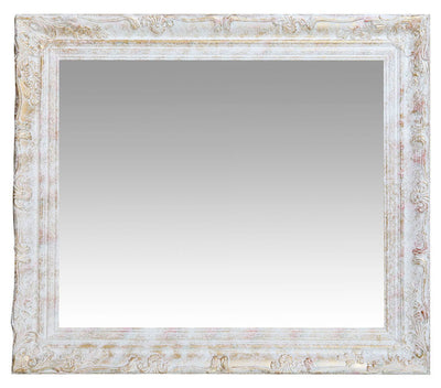 Biscottini Specchio Specchiera da parete e appendere verticale/orizzontale L64xPR4xH74 cm finitura bianco anticato
