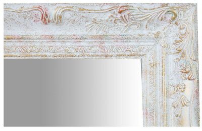 Biscottini Specchio Specchiera da parete e appendere verticale/orizzontale L64xPR4xH74 cm finitura bianco anticato