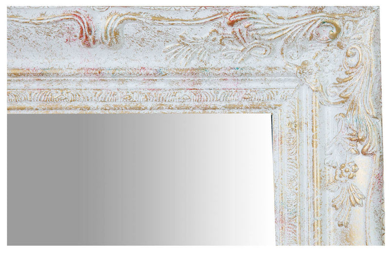 Biscottini Specchio Specchiera da parete e appendere verticale/orizzontale L64xPR4xH74 cm finitura bianco anticato