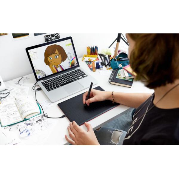 Wacom One by Medium tavoletta grafica Nero, Rosso 2540 lpi [linee per pollice] 216 x 135 mm USB (One by Wacom medium CTL-672)