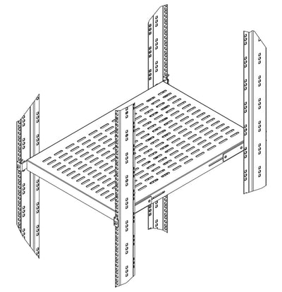 Base per Armadi 19'' Ripiano a Profondità Adattabile per Server Rack 1U Nero