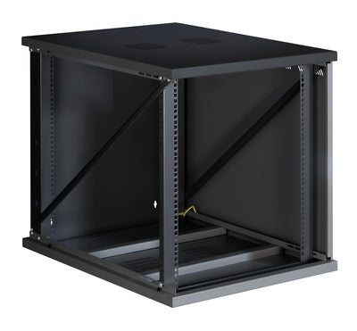 Armadio Rack 19'' a Muro 16U P 800mm L 600mm Porta Vetro Nero