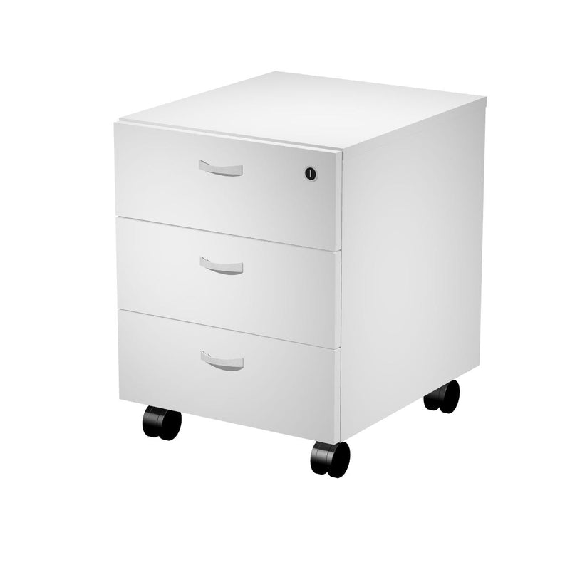 Cassettiera 3 cassetti su ruote con serratura sul primo cassetto, guide metalliche con fermo a fine corsa cm. 41,5x49,5x57,6h
