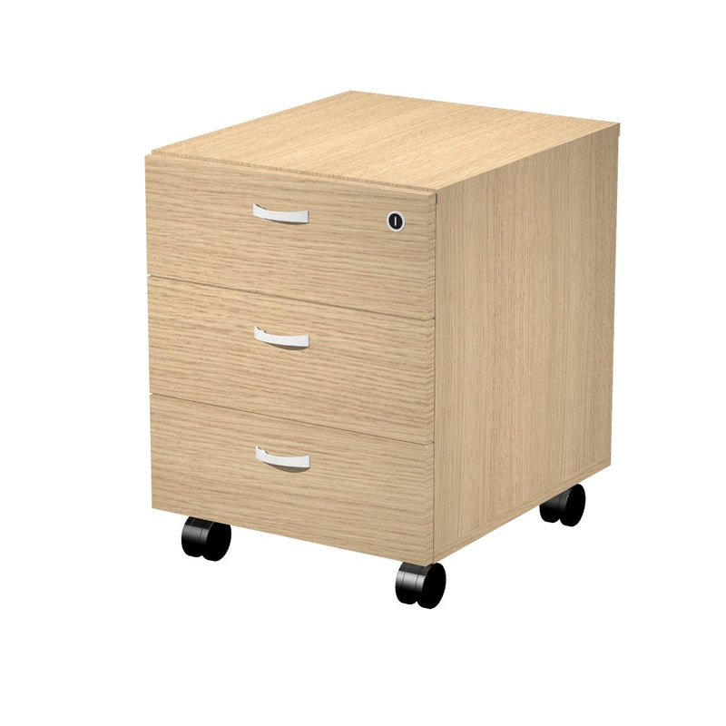 Cassettiera 3 cassetti su ruote con serratura sul primo cassetto, guide metalliche con fermo a fine corsa cm. 41,5x49,5x57,6h