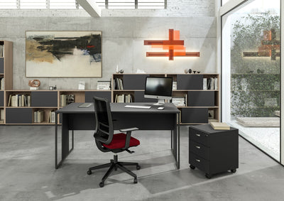 Cassettiera 3 cassetti su ruote con serratura sul primo cassetto, guide metalliche con fermo a fine corsa cm. 41,5x49,5x57,6h