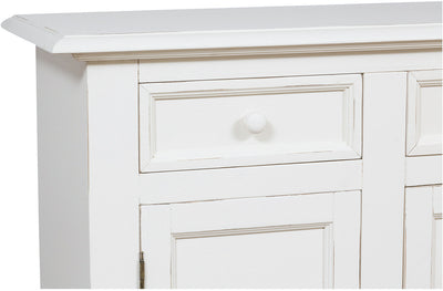 Biscottini Credenza Country in legno massello di tiglio finitura bianca anticata L110xPR45xH103 cm. Made in Italy