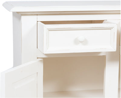 Biscottini Credenza Country in legno massello di tiglio finitura bianca anticata L110xPR45xH103 cm. Made in Italy